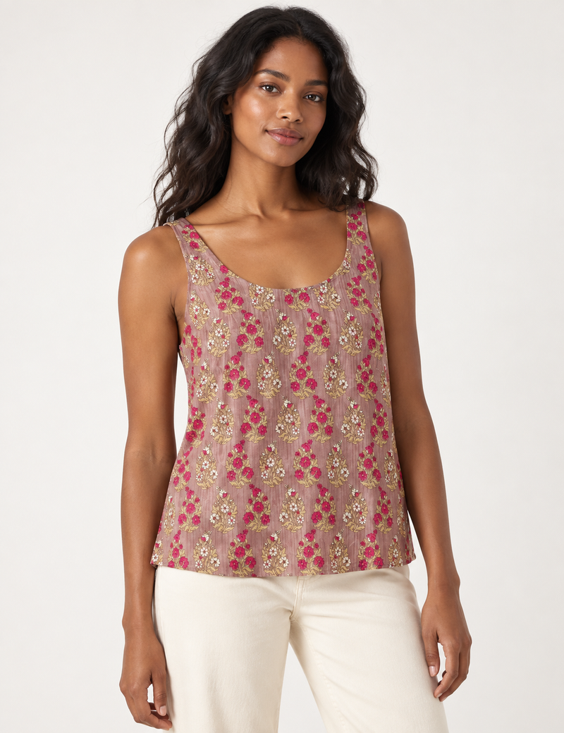 Sleeveless blouse - Pink Floral