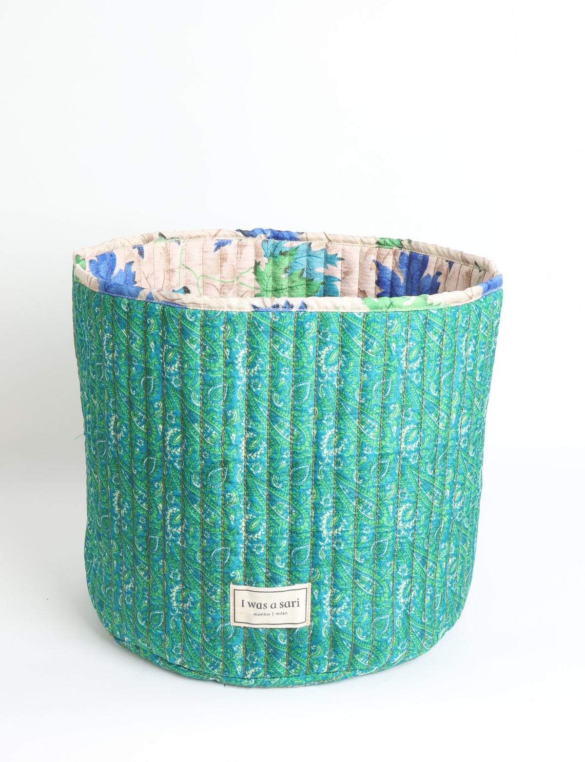 Quilted storage basket - Blue Paisley