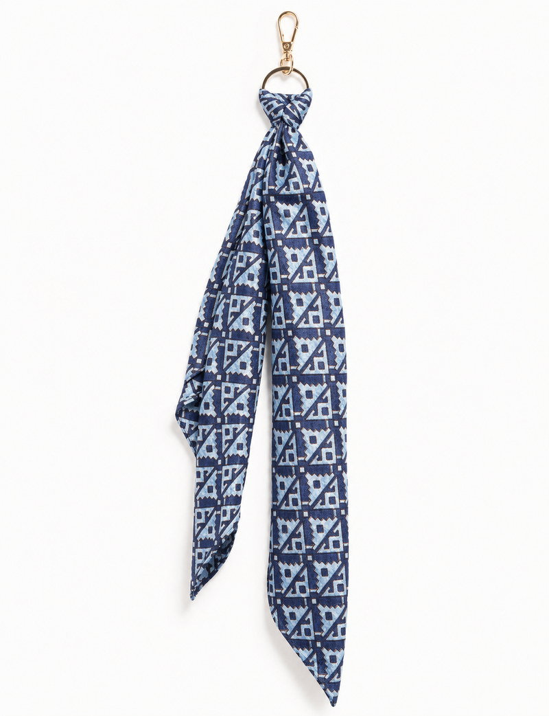 Upcycled sari fabric Foulard Keyring with soft fabric detail and metal clasp by I Was a Sari.