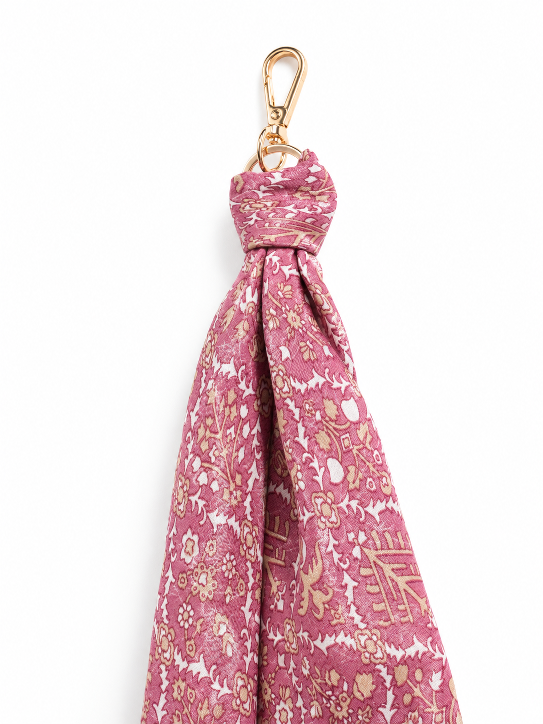 Upcycled sari fabric Foulard Keyring with soft fabric detail and metal clasp by I Was a Sari.