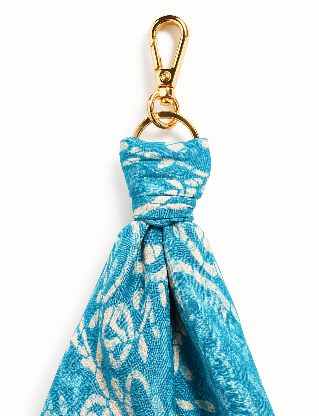 Upcycled sari fabric Foulard Keyring with soft fabric detail and metal clasp by I Was a Sari.