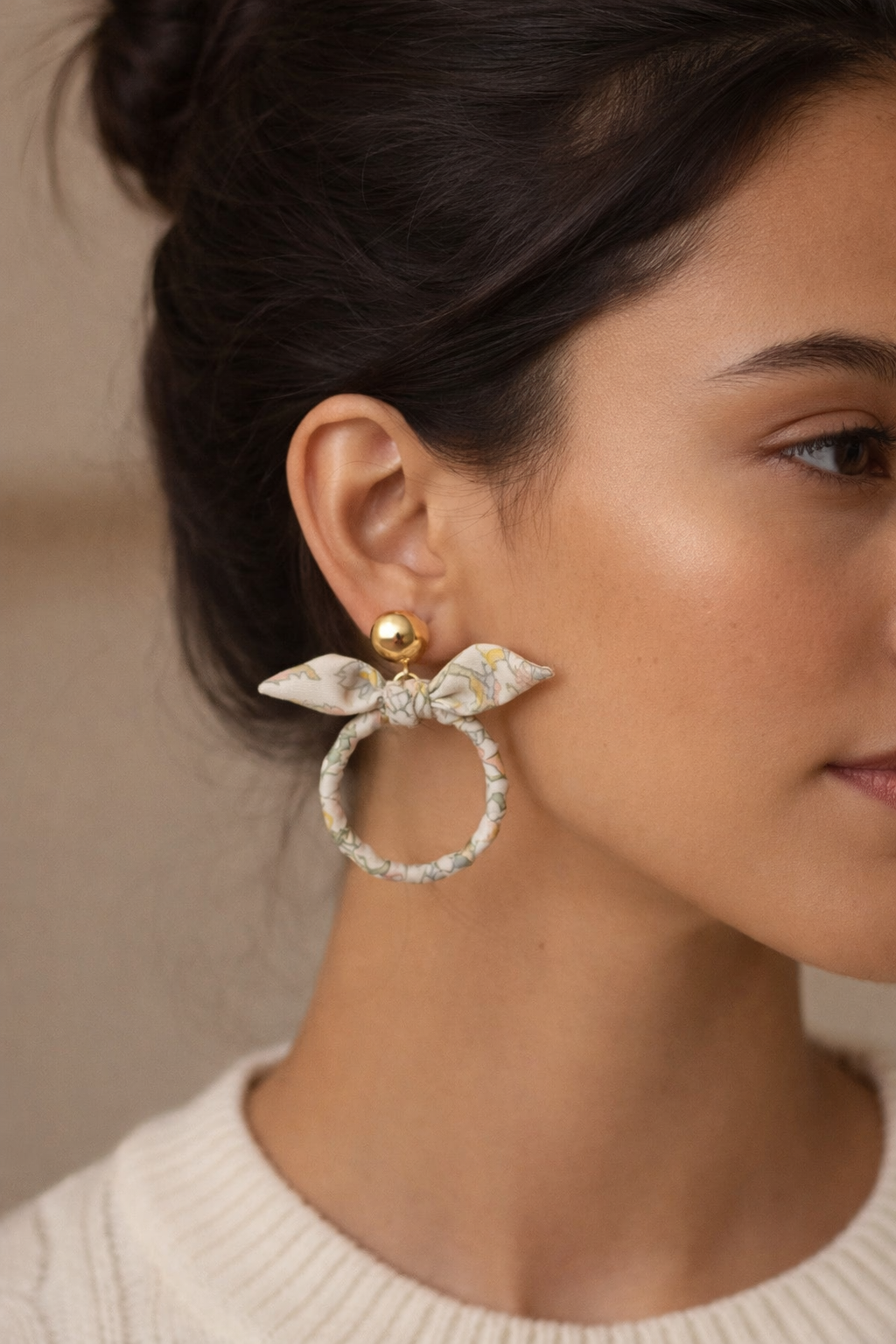 Boucles d'oreilles nœud - Beige Tropical