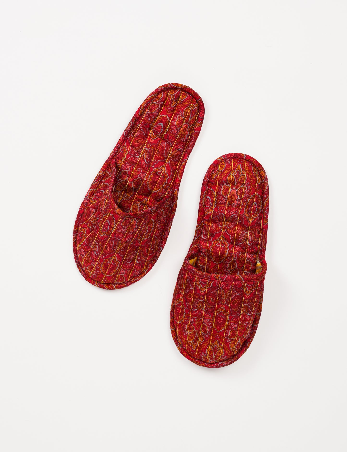 Quilted Slippers - Red Floral