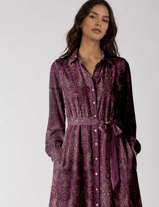Long shirt dress - Red Paisley