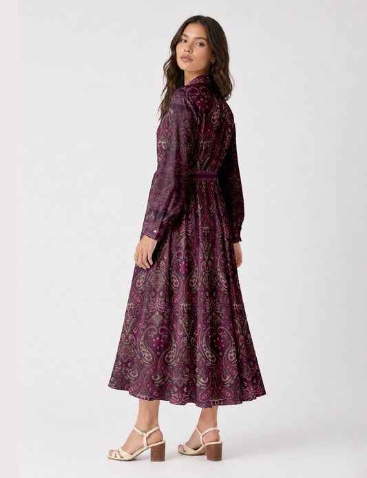 Long shirt dress - Red Paisley