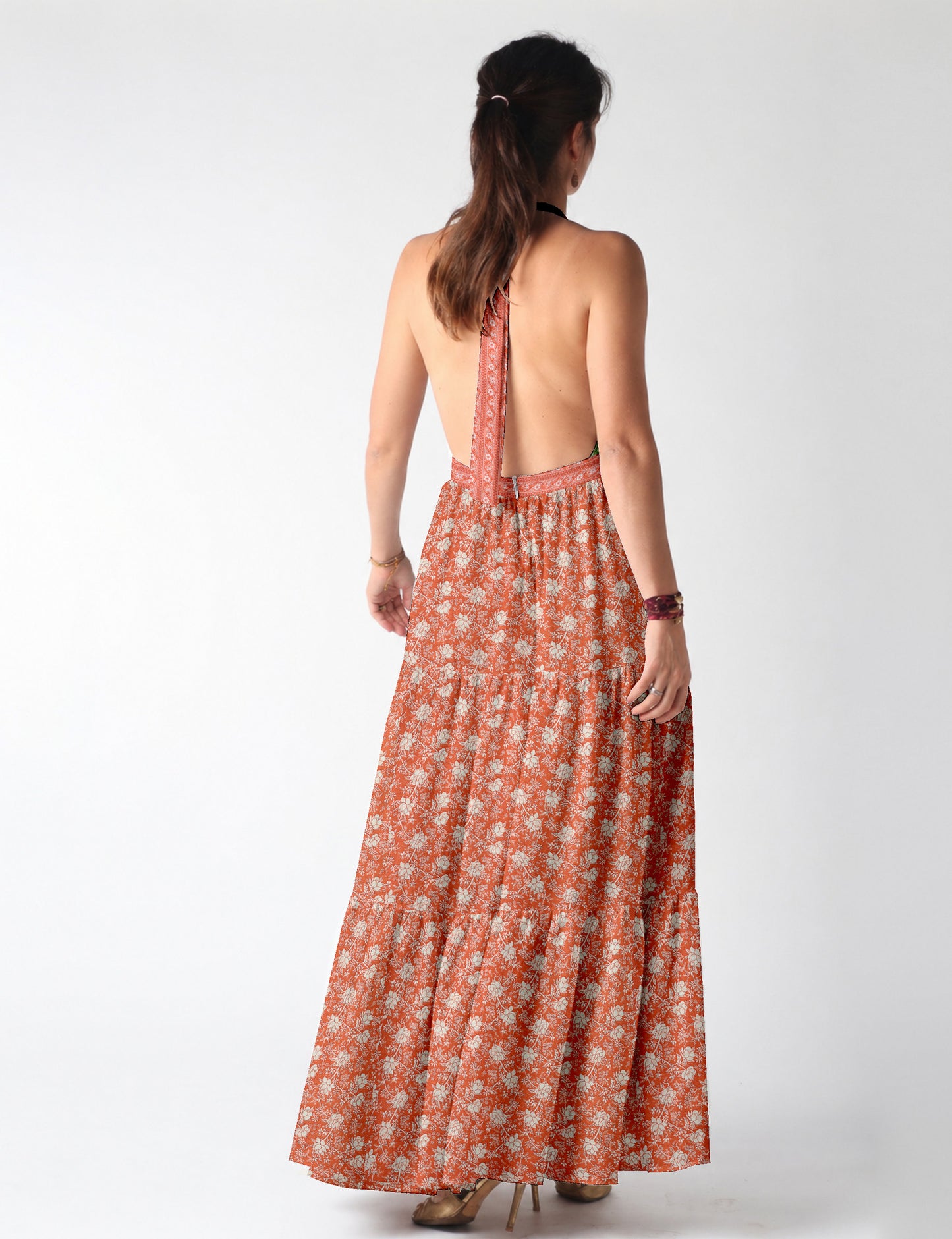 Flowy maxi tiered dress for vacations, brunch, and evening wear