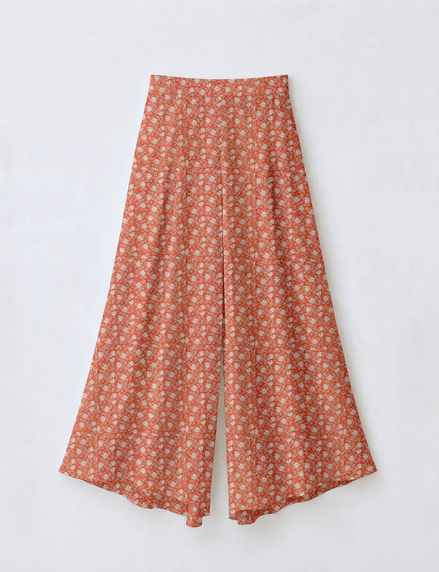 Wide Leg Palazzo Trousers - Orange Floral
