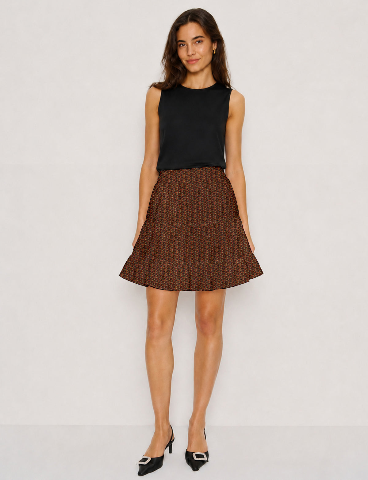 Short tiered skirt - Orange