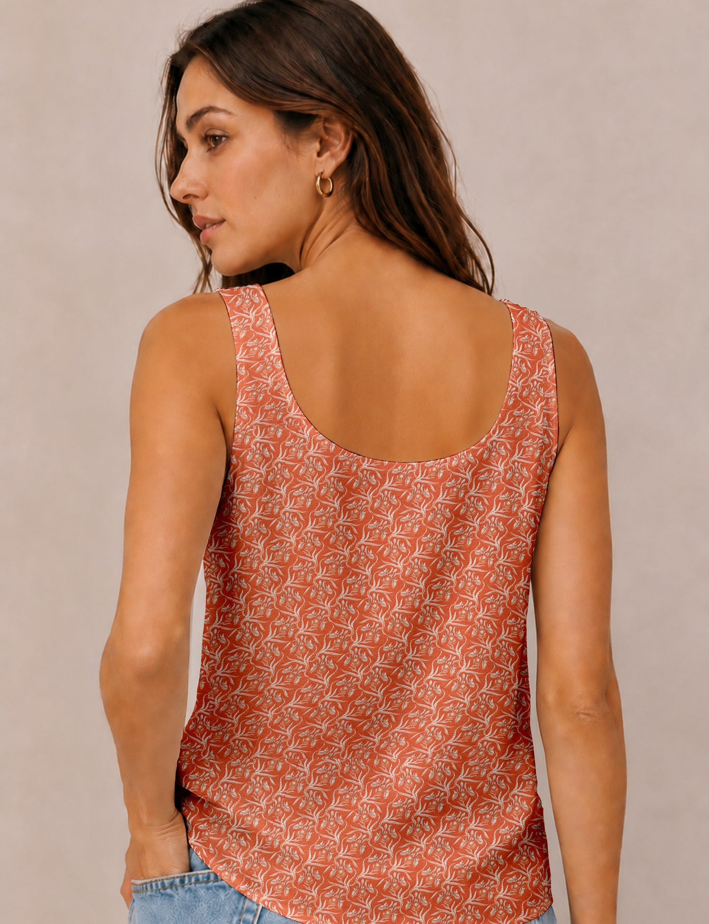 Sleeveless blouse - Orange Floral