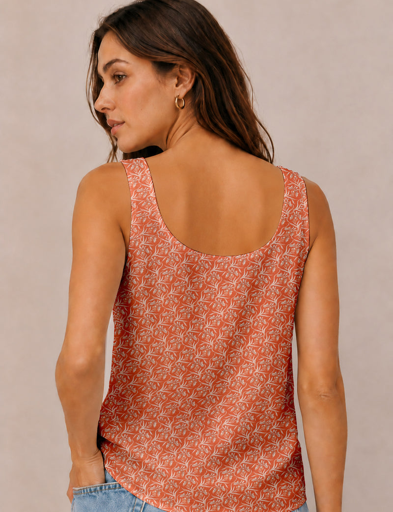Sleeveless blouse - Orange Floral