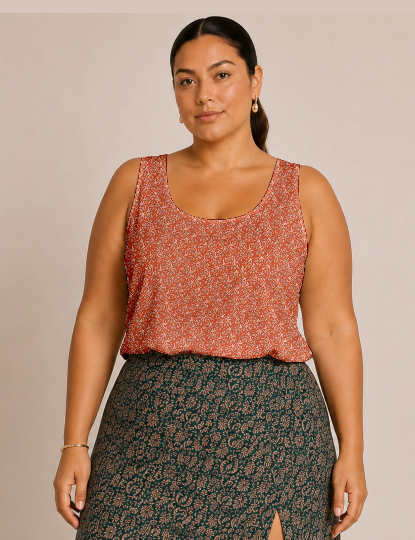 Sleeveless blouse - Orange Floral