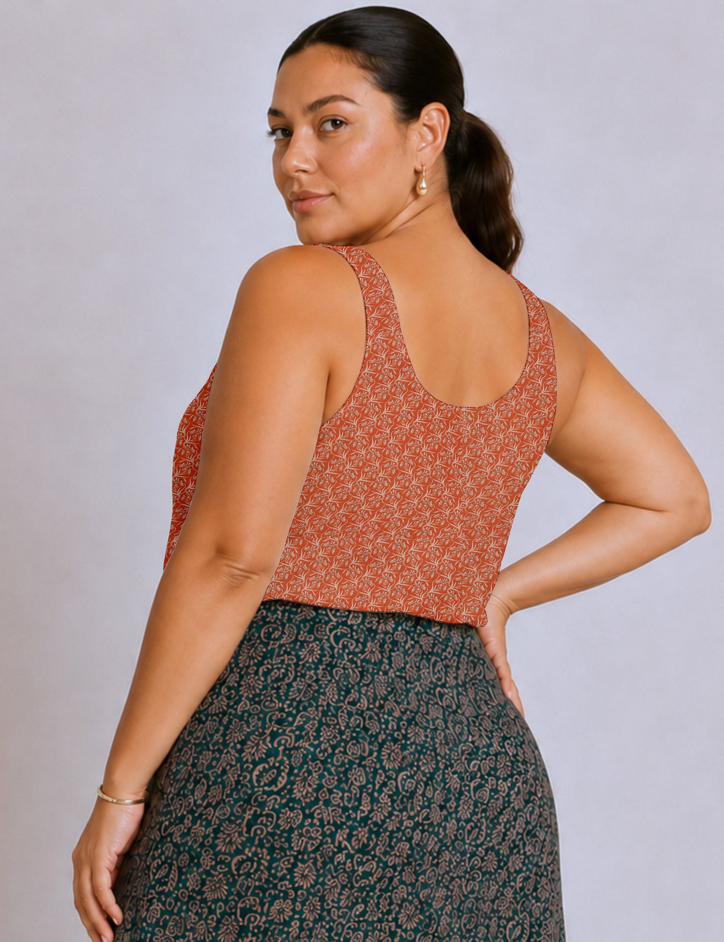 Sleeveless blouse - Orange Floral
