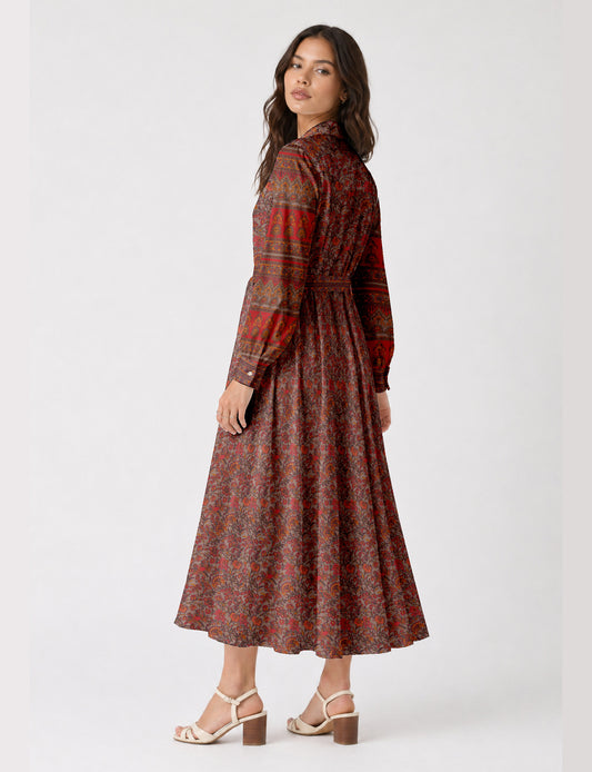 Long shirt dress - Orange Floral