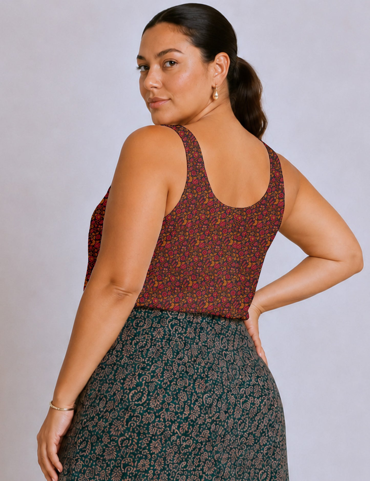 Sleeveless blouse - Orange Floral