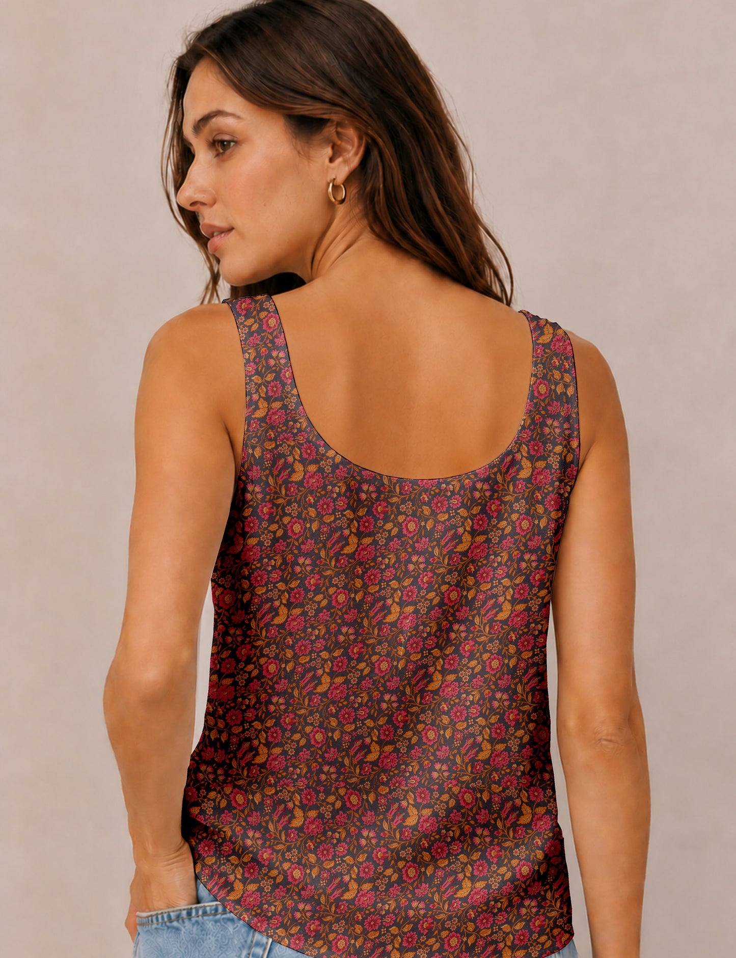 Sleeveless blouse - Orange Floral