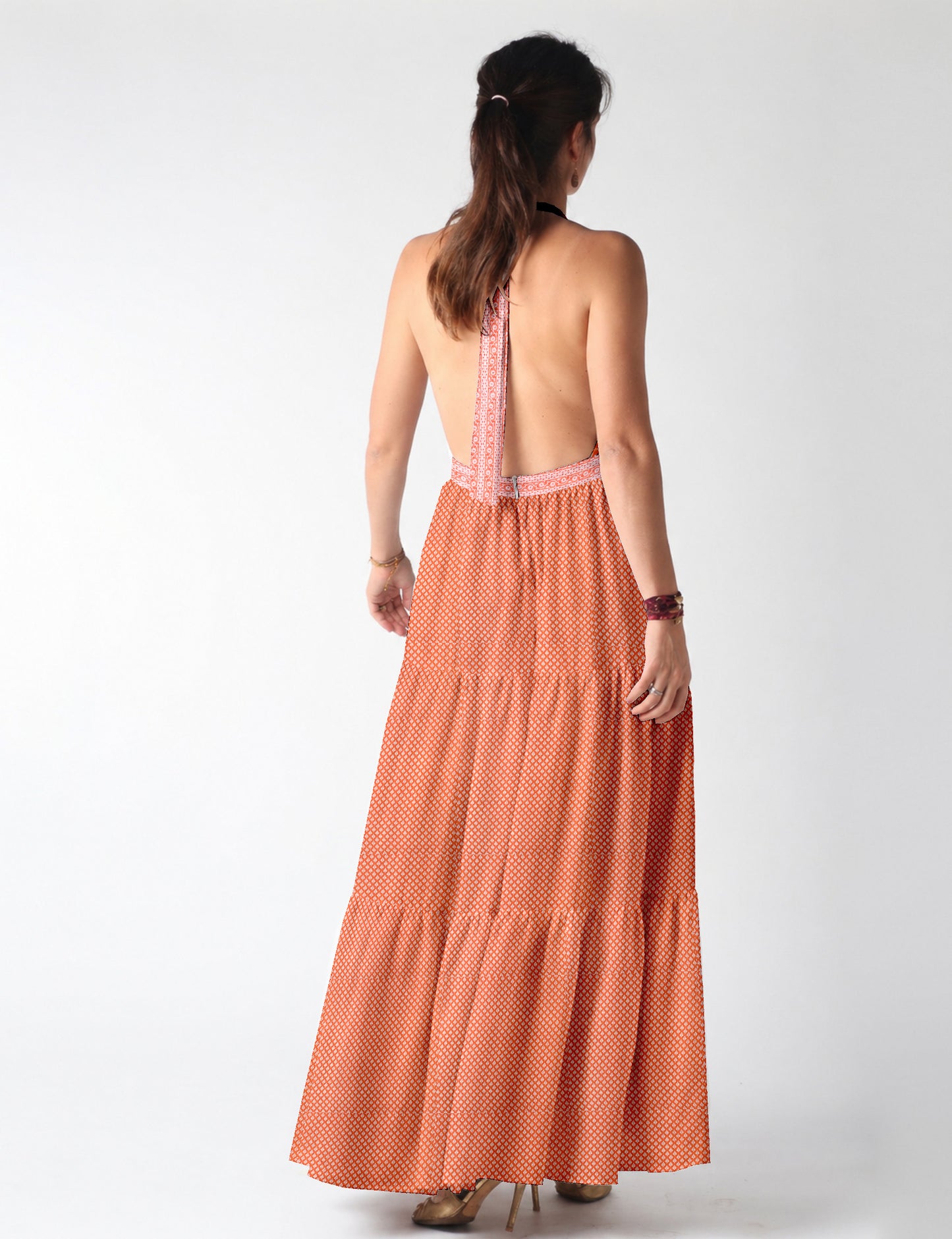 Flowy maxi tiered dress for vacations, brunch, and evening wear