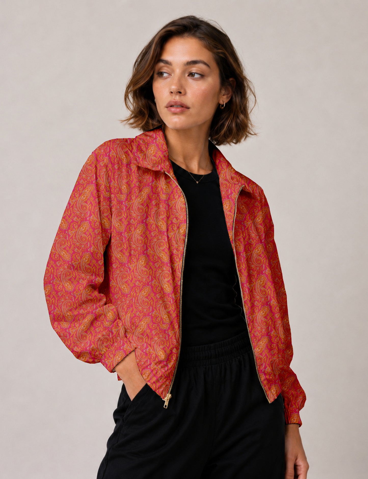 Bomber Jacket - Orange Paisley