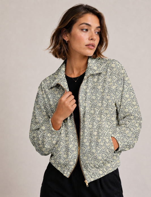 Bomber Jacket - Grey Floral