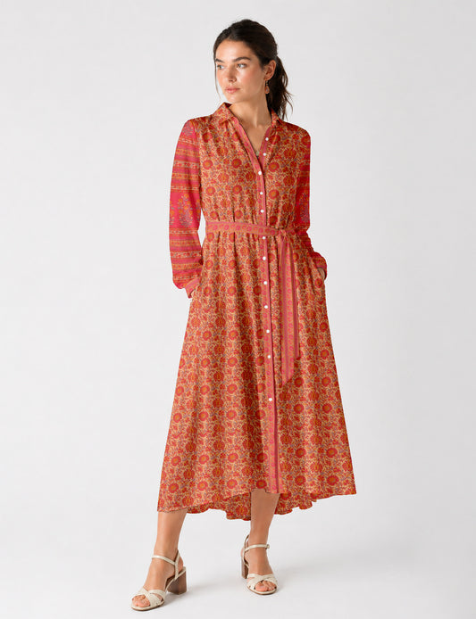 Long shirt dress - Orange Tropical