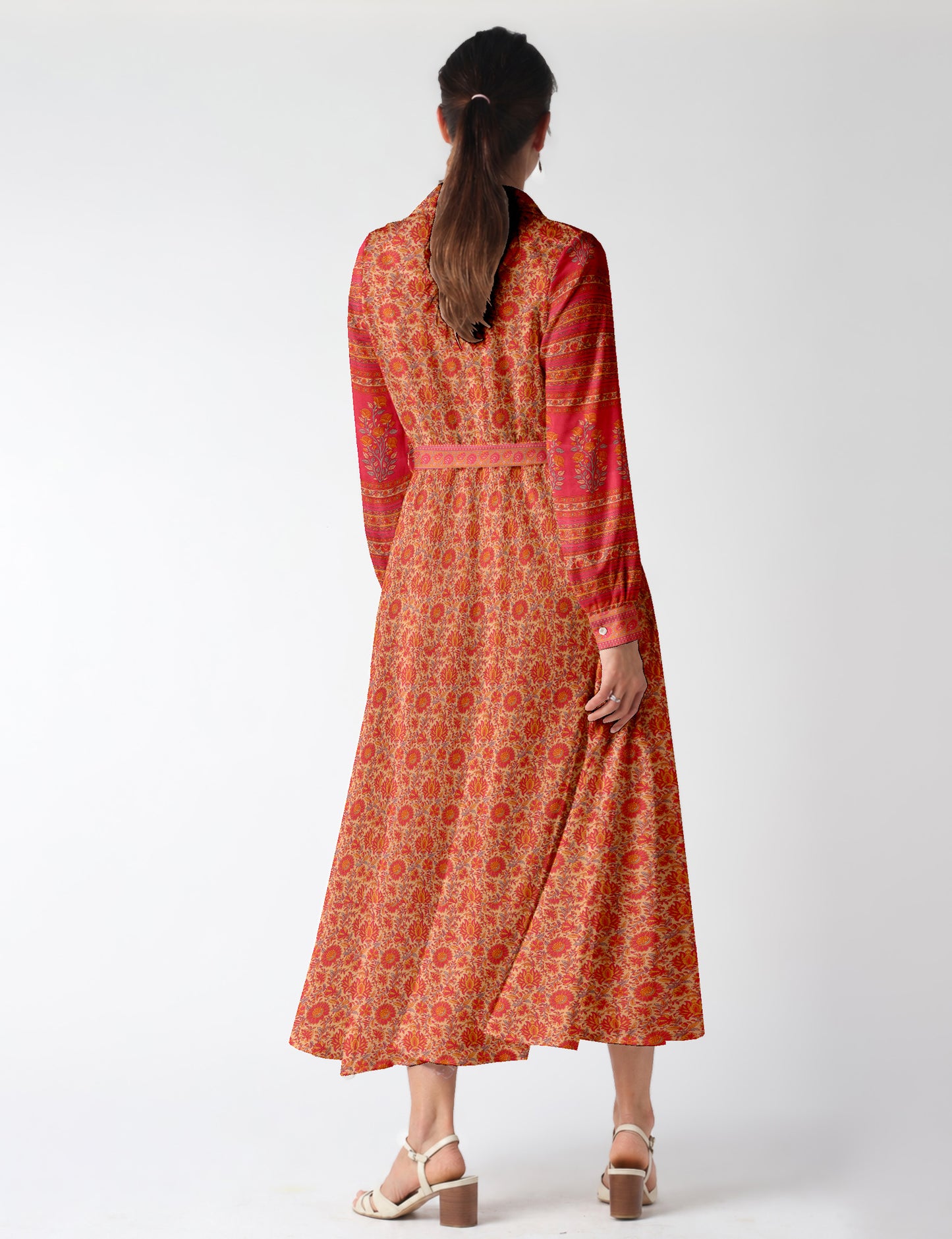 Long shirt dress - Orange Tropical