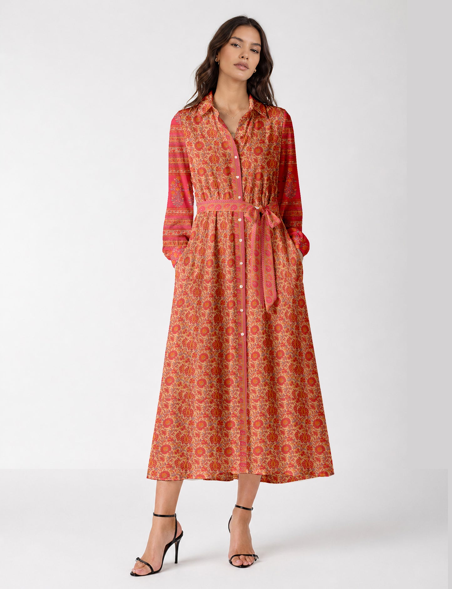 Long shirt dress - Orange Tropical
