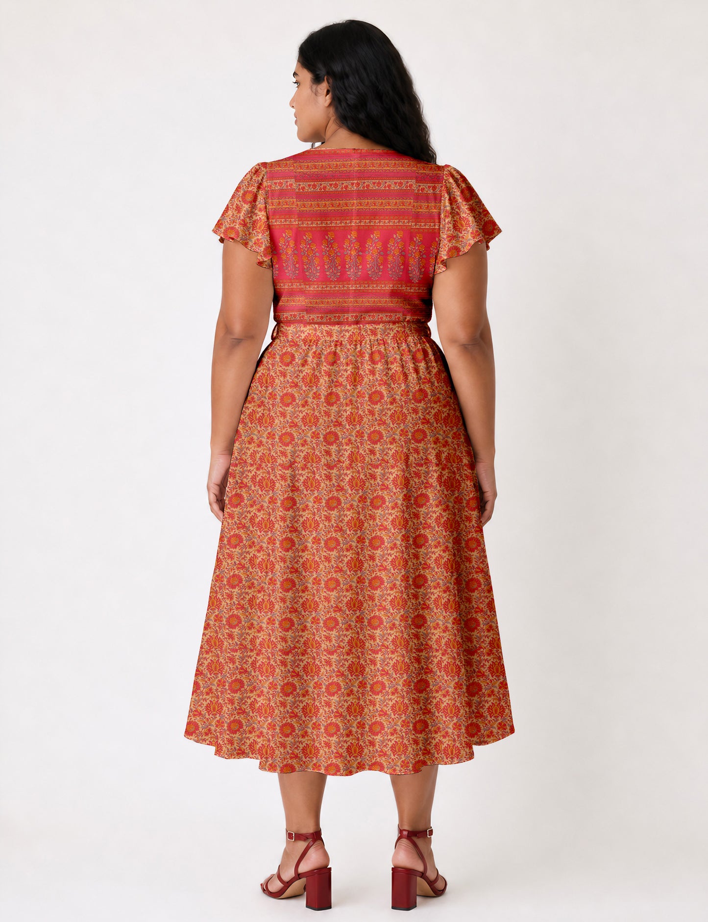 Wrap dress - Orange Tropical