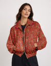 Pink Heart Bomber Jacket - Orange Tropical