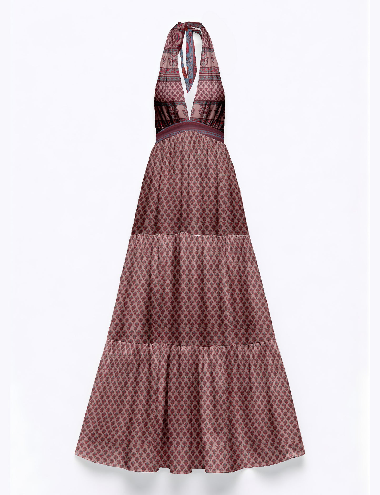 Flowy maxi tiered dress for vacations, brunch, and evening wear