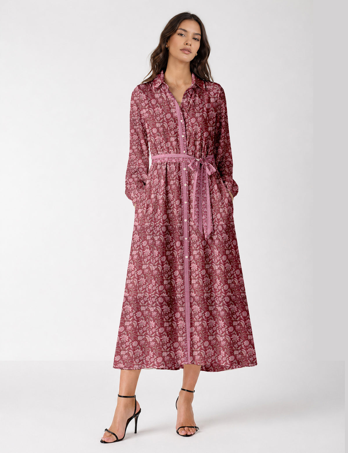 Long shirt dress - Pink Floral