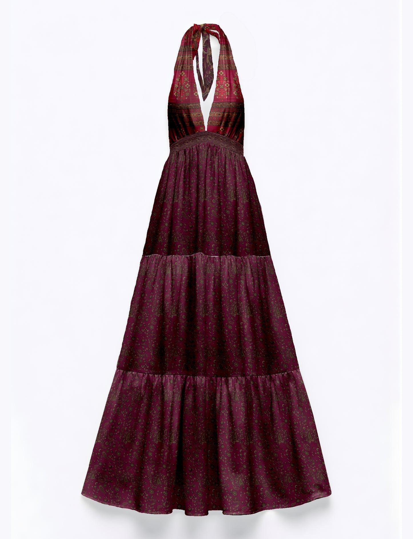 Flowy maxi tiered dress for vacations, brunch, and evening wear