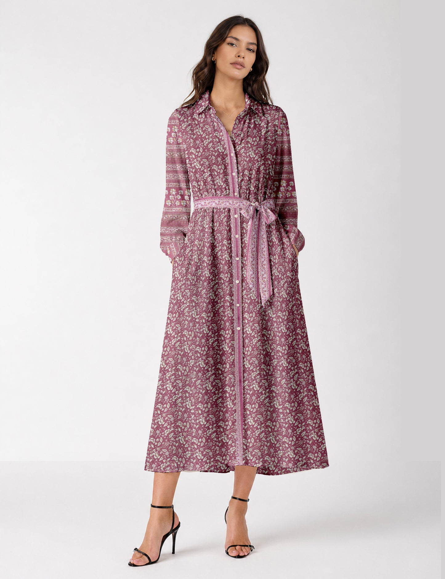 Long shirt dress - Pink Floral