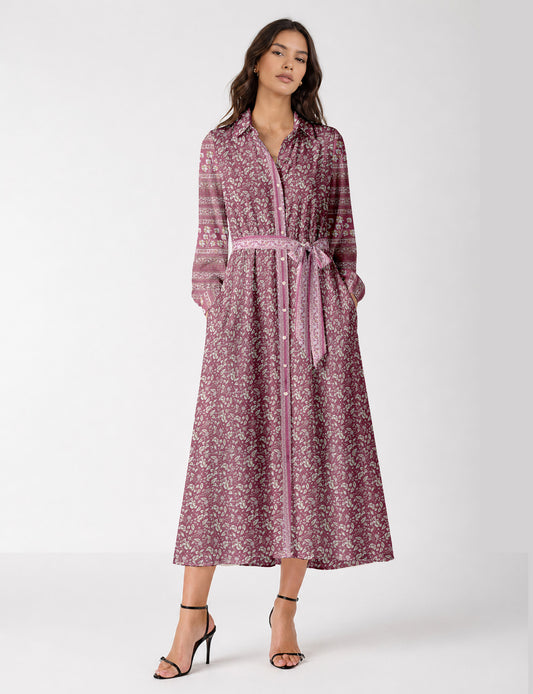Long shirt dress - Pink Floral