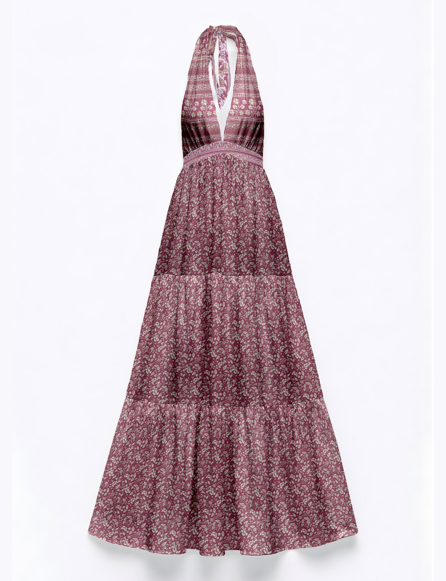 Flowy maxi tiered dress for vacations, brunch, and evening wear