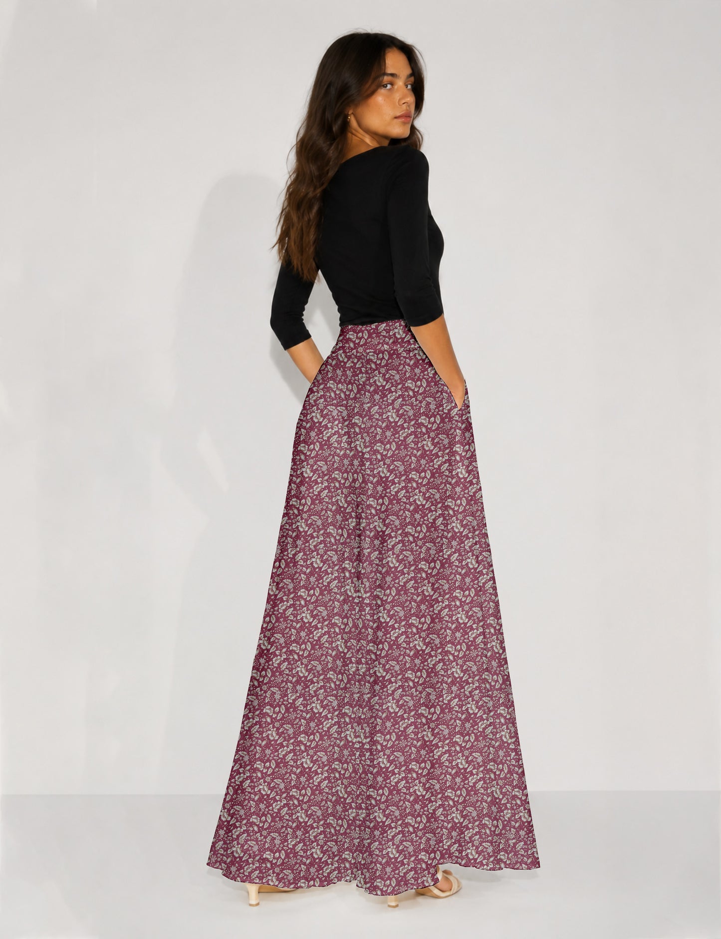 Wide Leg Palazzo Trousers - Pink Floral