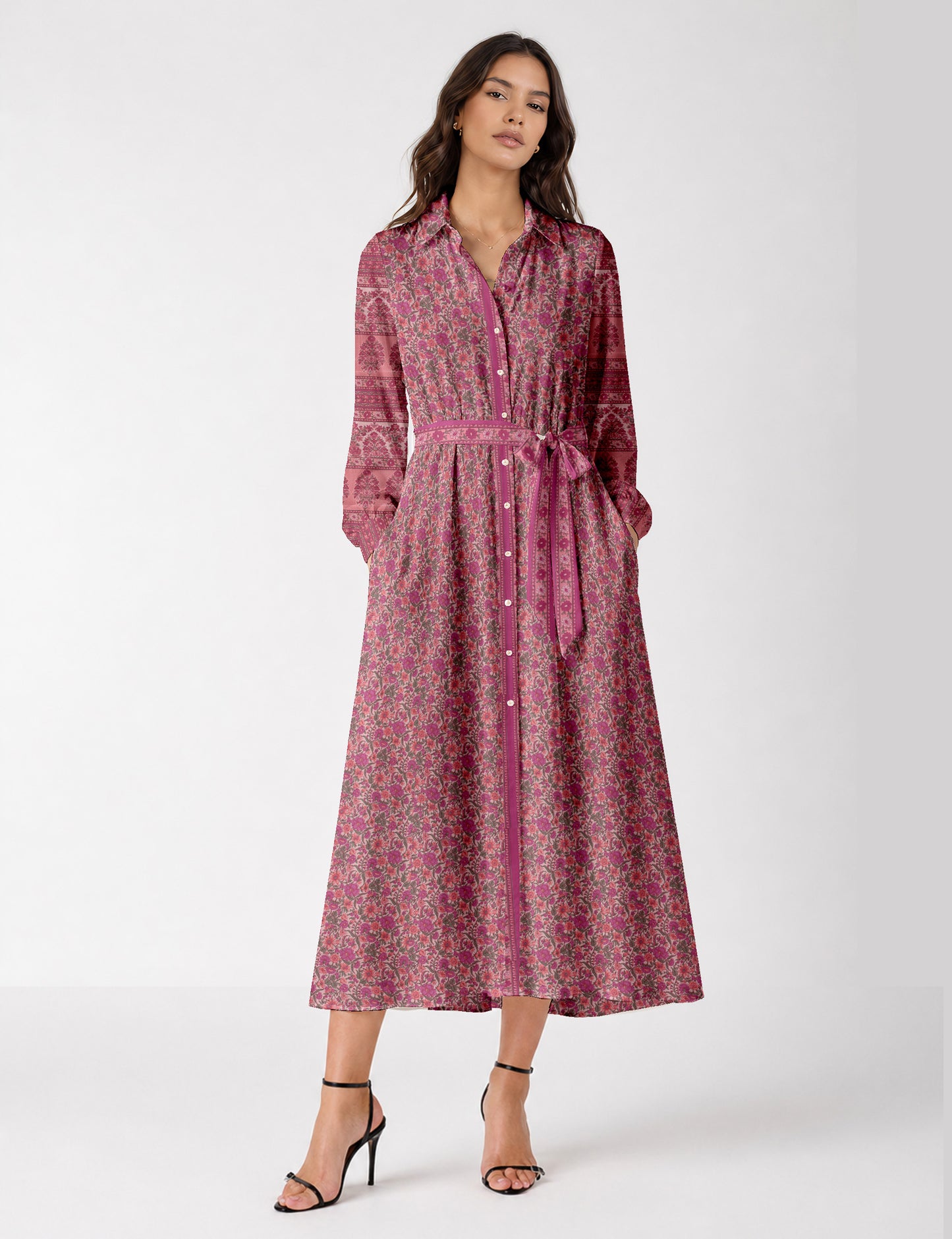 Long shirt dress - Pink Floral