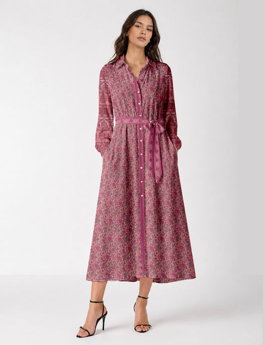 Long shirt dress - Pink Floral