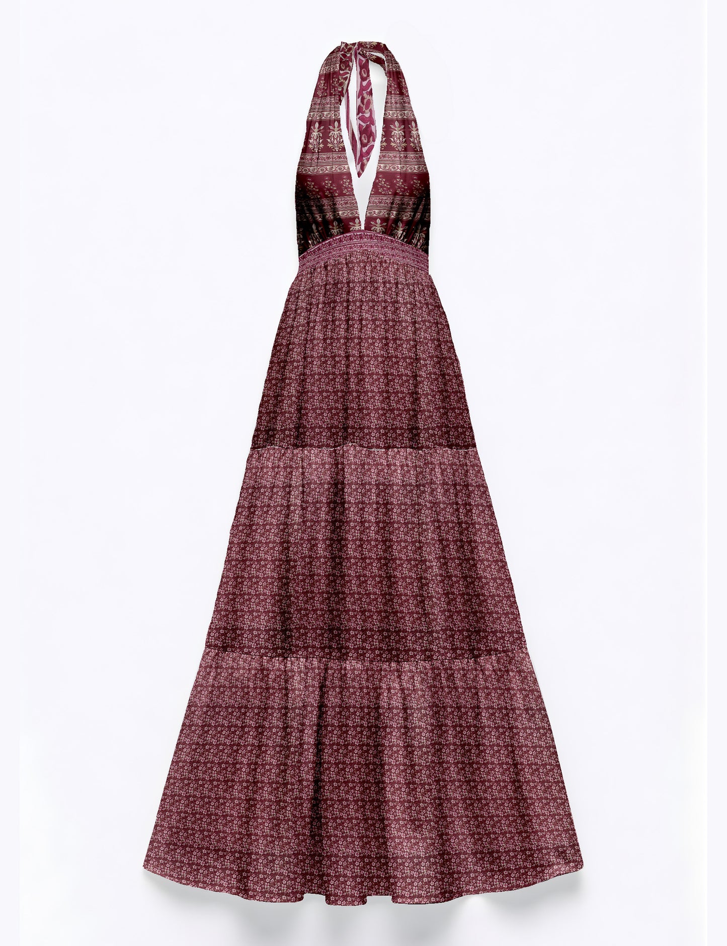 Flowy maxi tiered dress for vacations, brunch, and evening wear