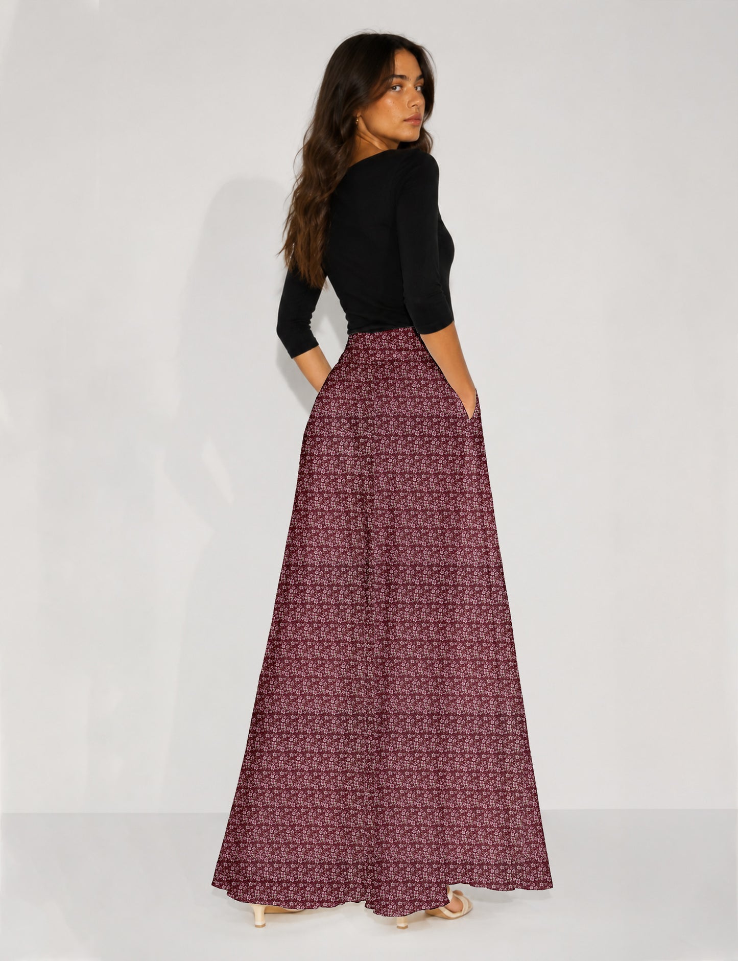 Wide Leg Palazzo Trousers - Pink Floral