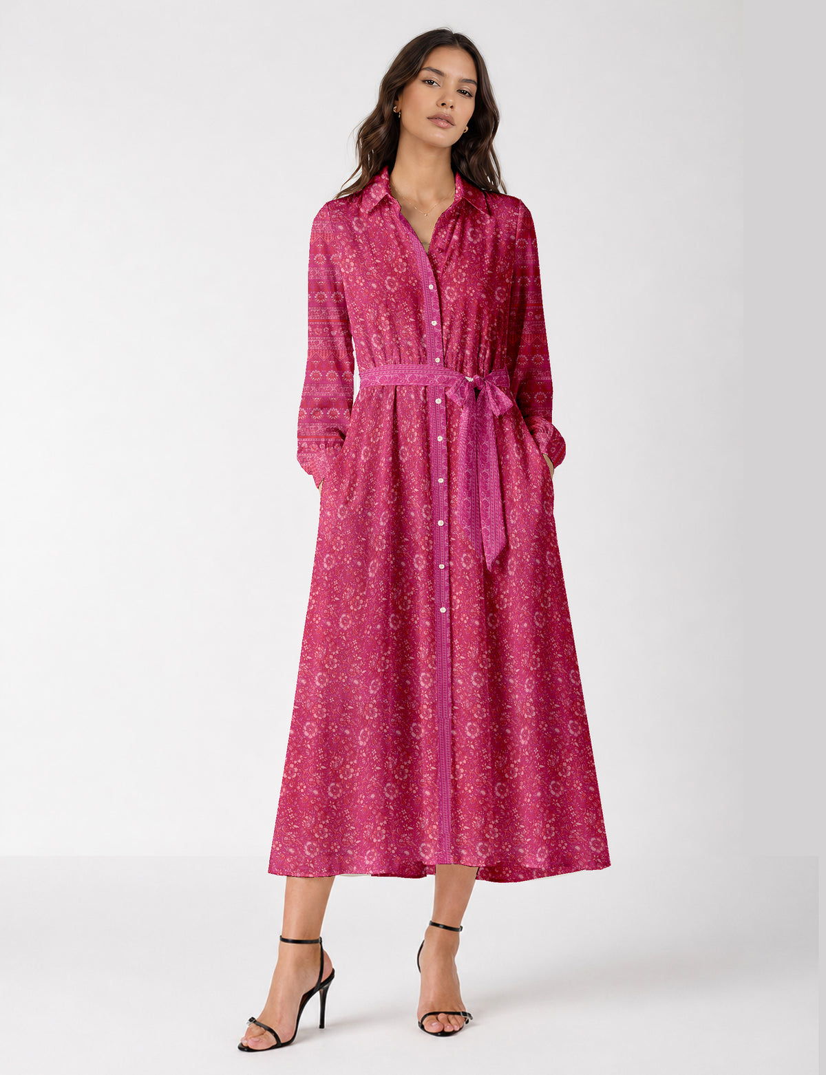 Long shirt dress - Pink Floral
