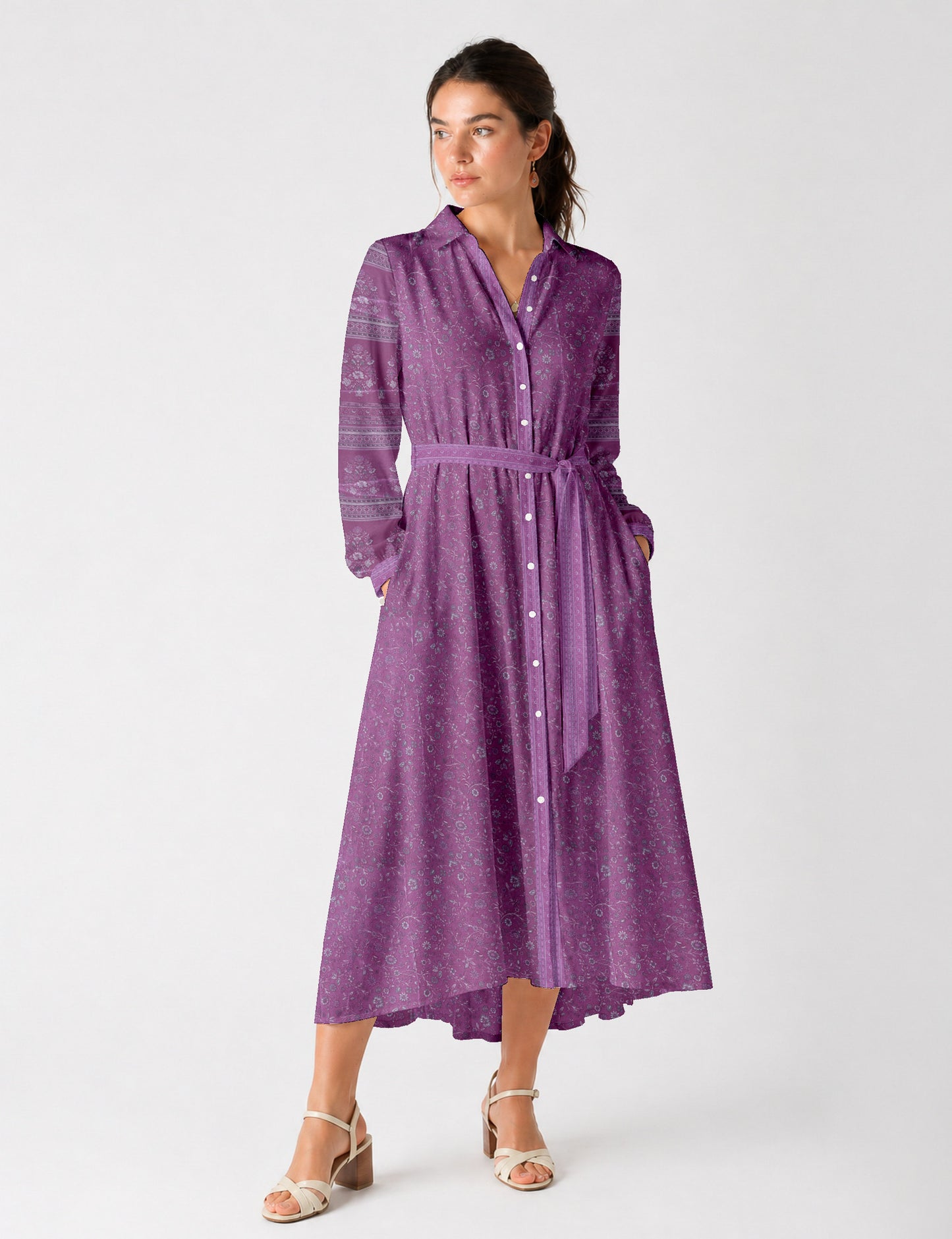 Long shirt dress - Pink Floral