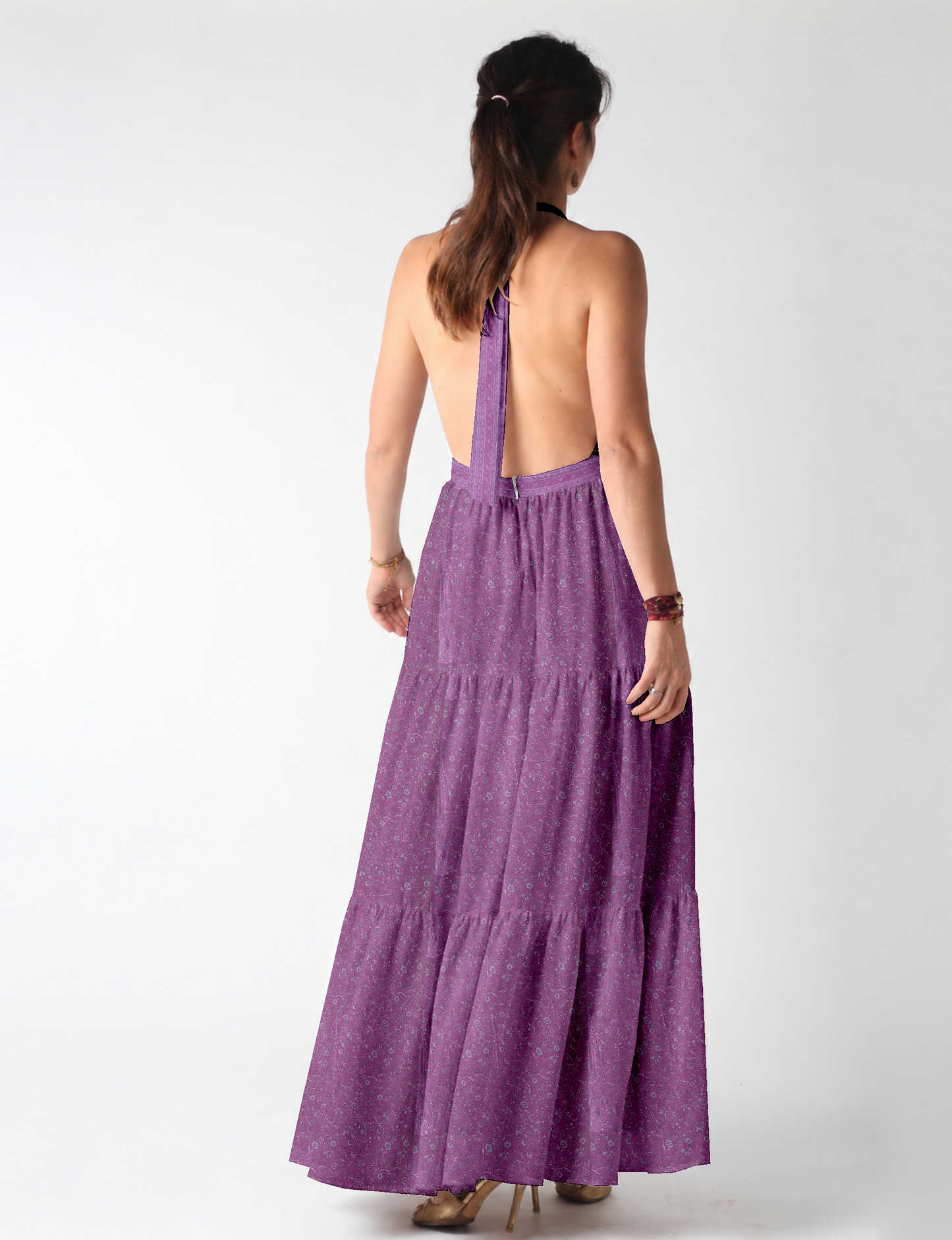 Flowy maxi tiered dress for vacations, brunch, and evening wear