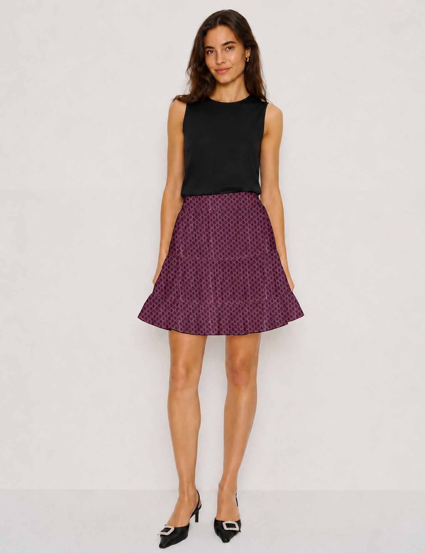 Short tiered skirt - Pink Floral
