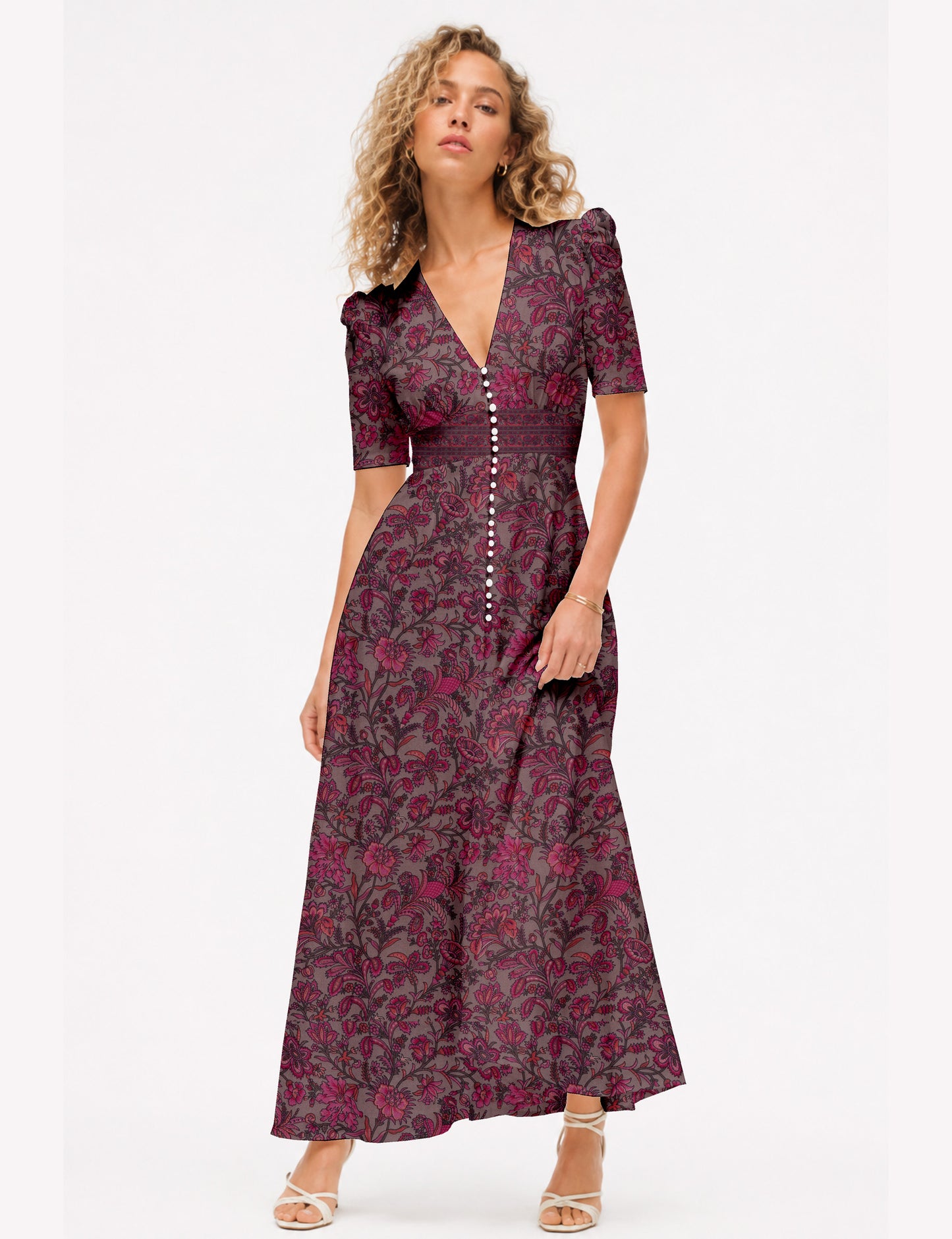 Maxi romantic dress - Pink Floral