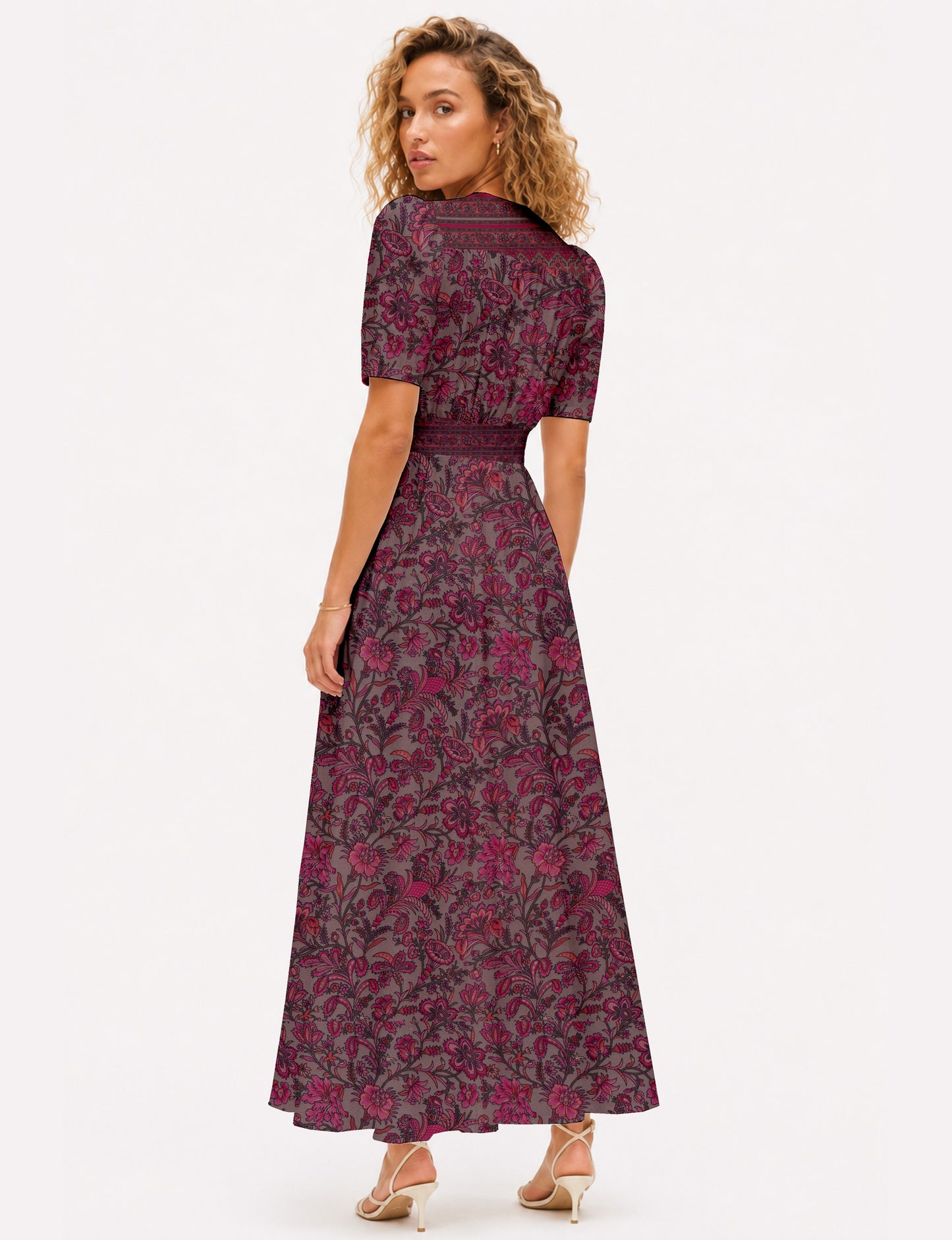 Maxi romantic dress - Pink Floral