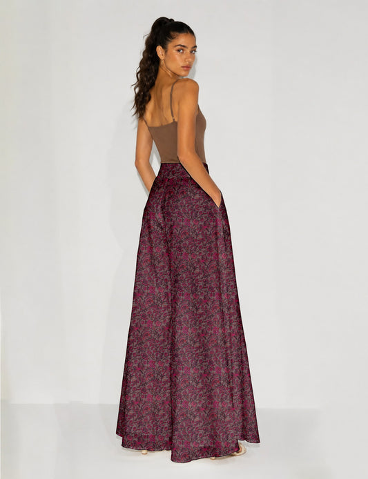 Wide Leg Palazzo Trousers - Pink Floral
