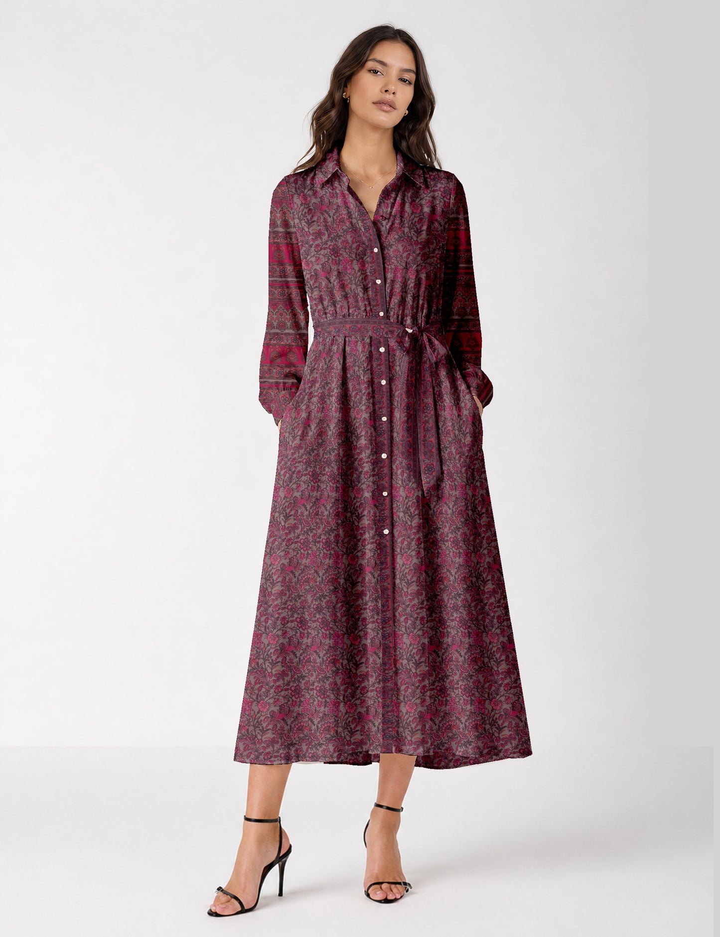 Long shirt dress - Pink Floral
