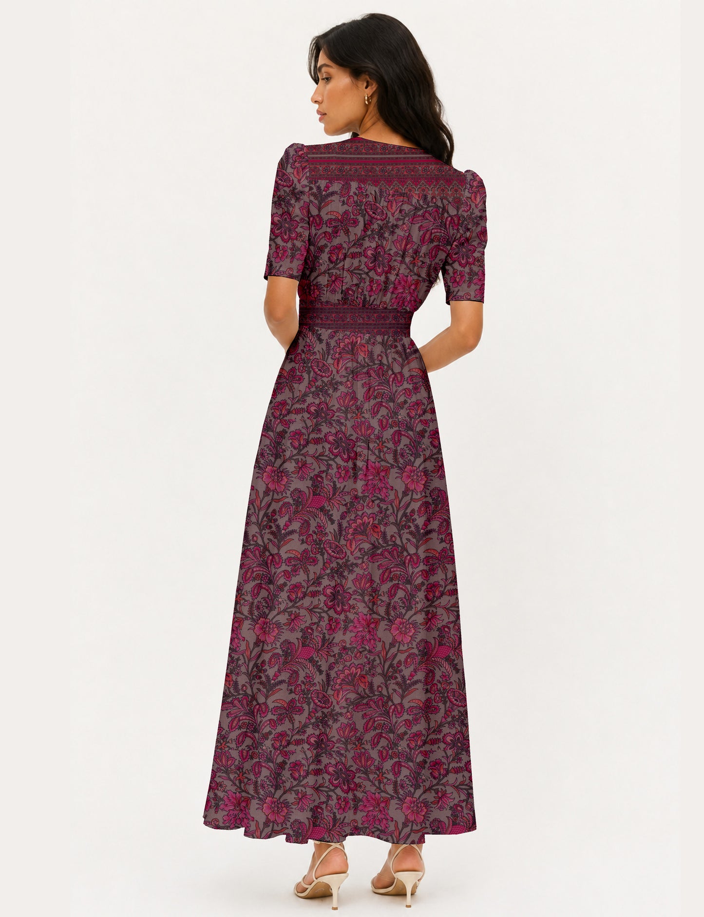 Maxi romantic dress - Pink Floral