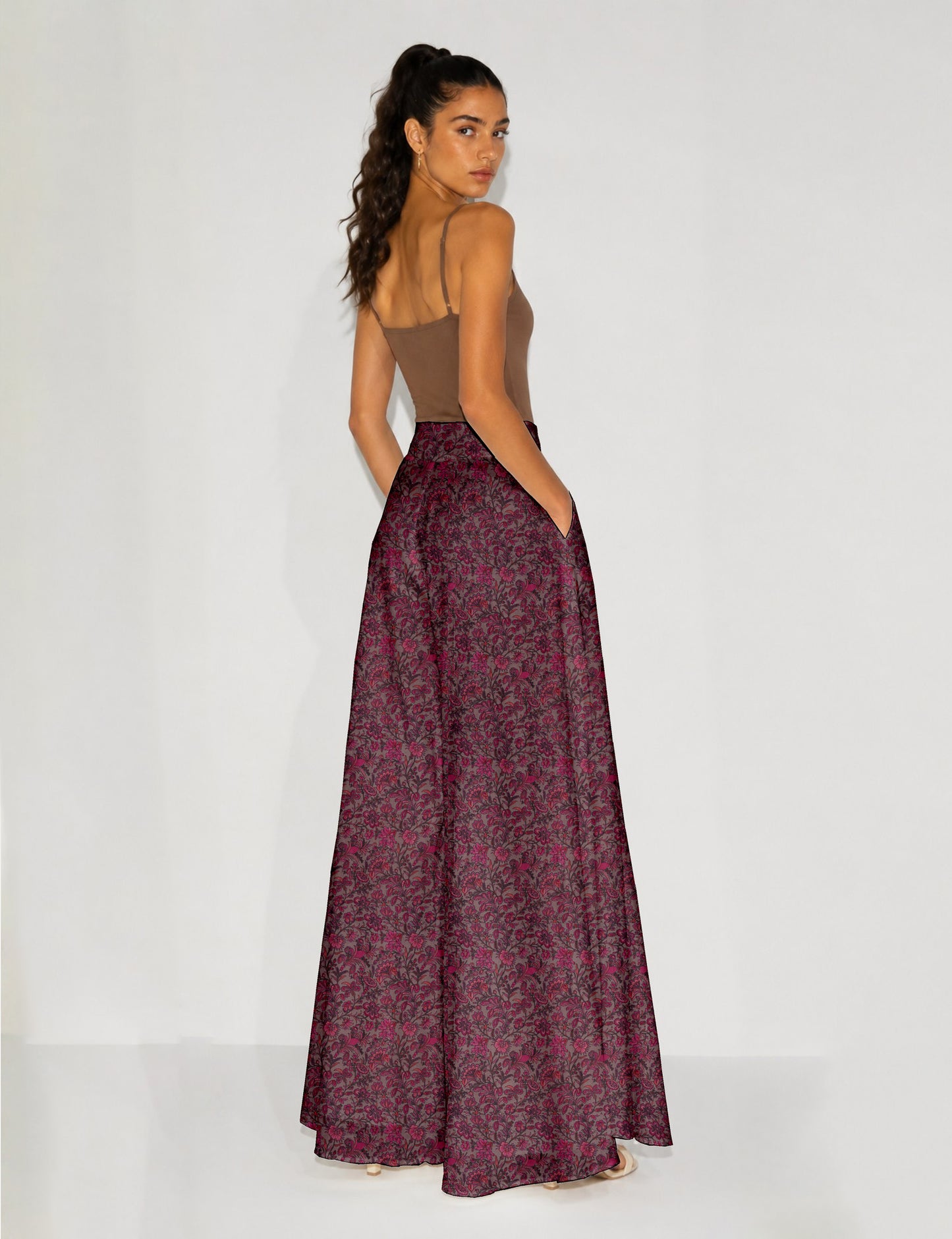 Wide Leg Palazzo Trousers - Pink Floral