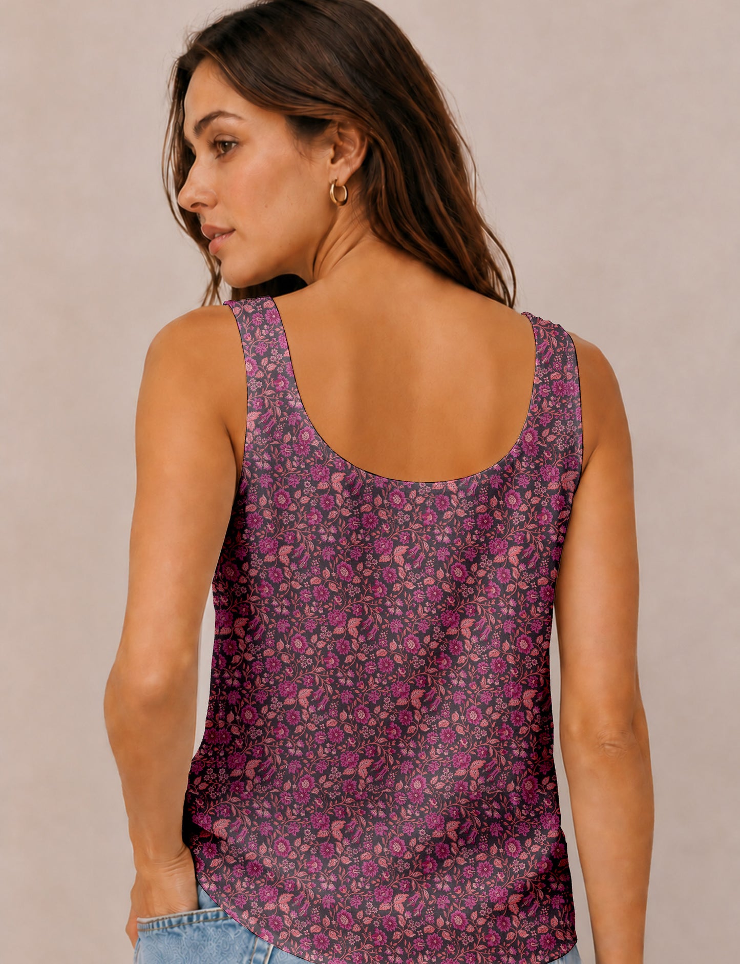 Sleeveless blouse - Pink Floral