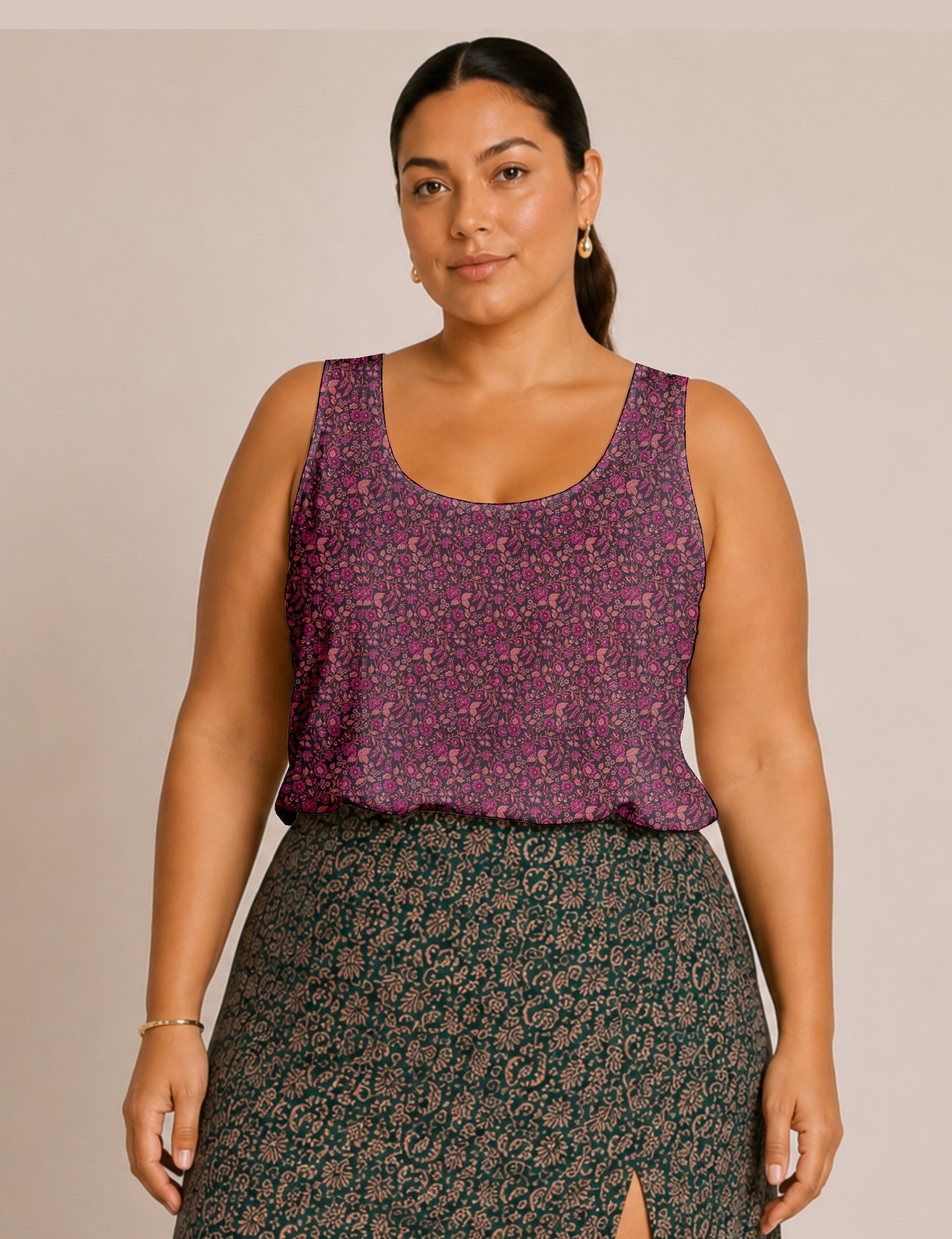 Sleeveless blouse - Pink Floral